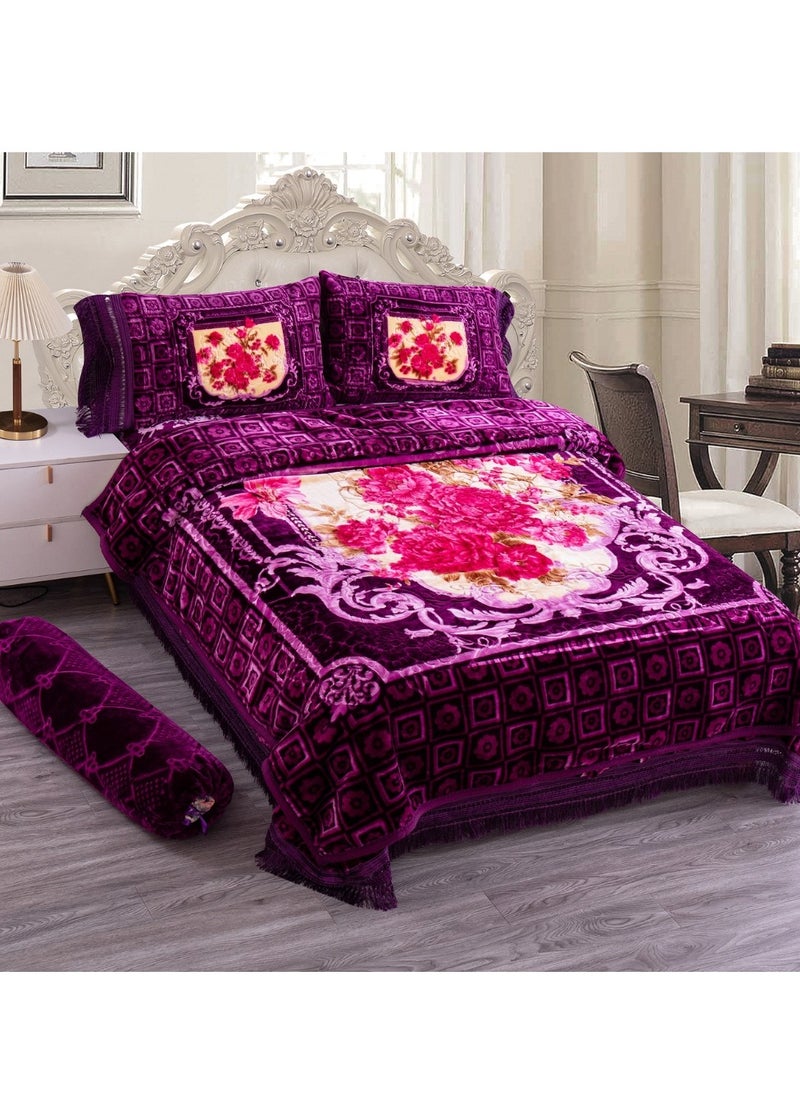 Stargold Blanket Set of 5 Pieces 220 x 240CM 2 Ply Premium Blanket With Bedspread Pillowcase And Neck Roll  - Image 1