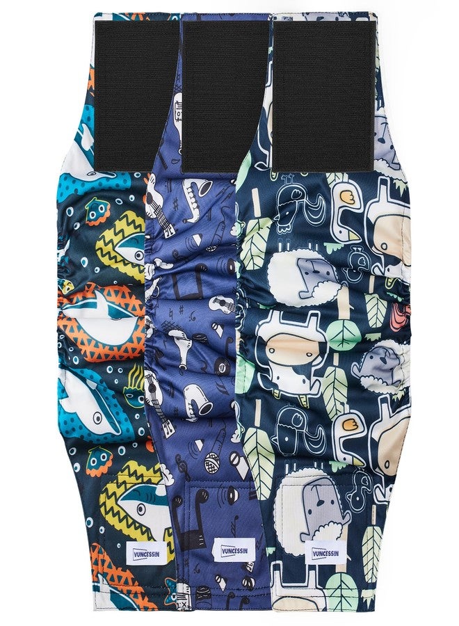 VUNCESSIN Washable Male Dog Diapers Reusable, Premium Dog Belly Bands for Male Dogs Medium, Pack of 3, High Absorbing Male Dog Pee Wraps for Doggie in Incontinence or Excitable Urination and Training(M) - Image 1