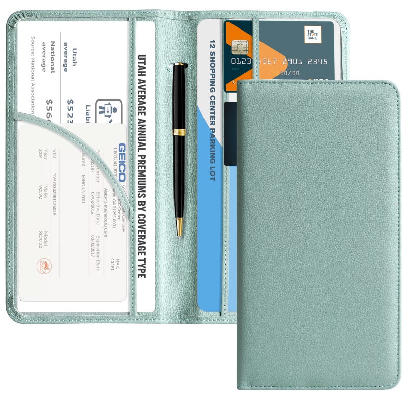 CoBak Car Registration and Insurance Holder - Vehicle Glove Box Car Organizer,Auto Truck Comparment Accessories Case with Magnetic Closure for Essential Document,Driver License,Cards - Image 1