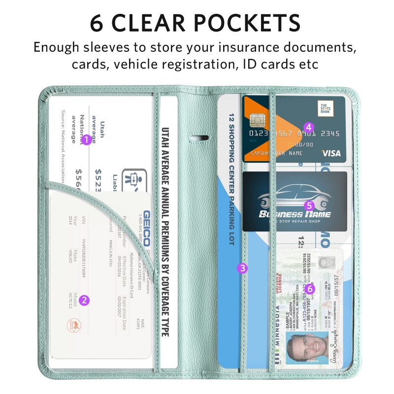 CoBak Car Registration and Insurance Holder - Vehicle Glove Box Car Organizer,Auto Truck Comparment Accessories Case with Magnetic Closure for Essential Document,Driver License,Cards - Image 3