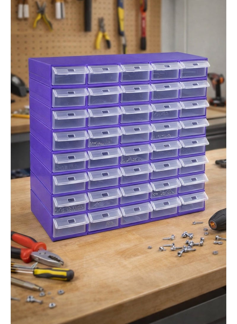 Purple 40-Drawer Organizer with Clear Drawers - Image 5