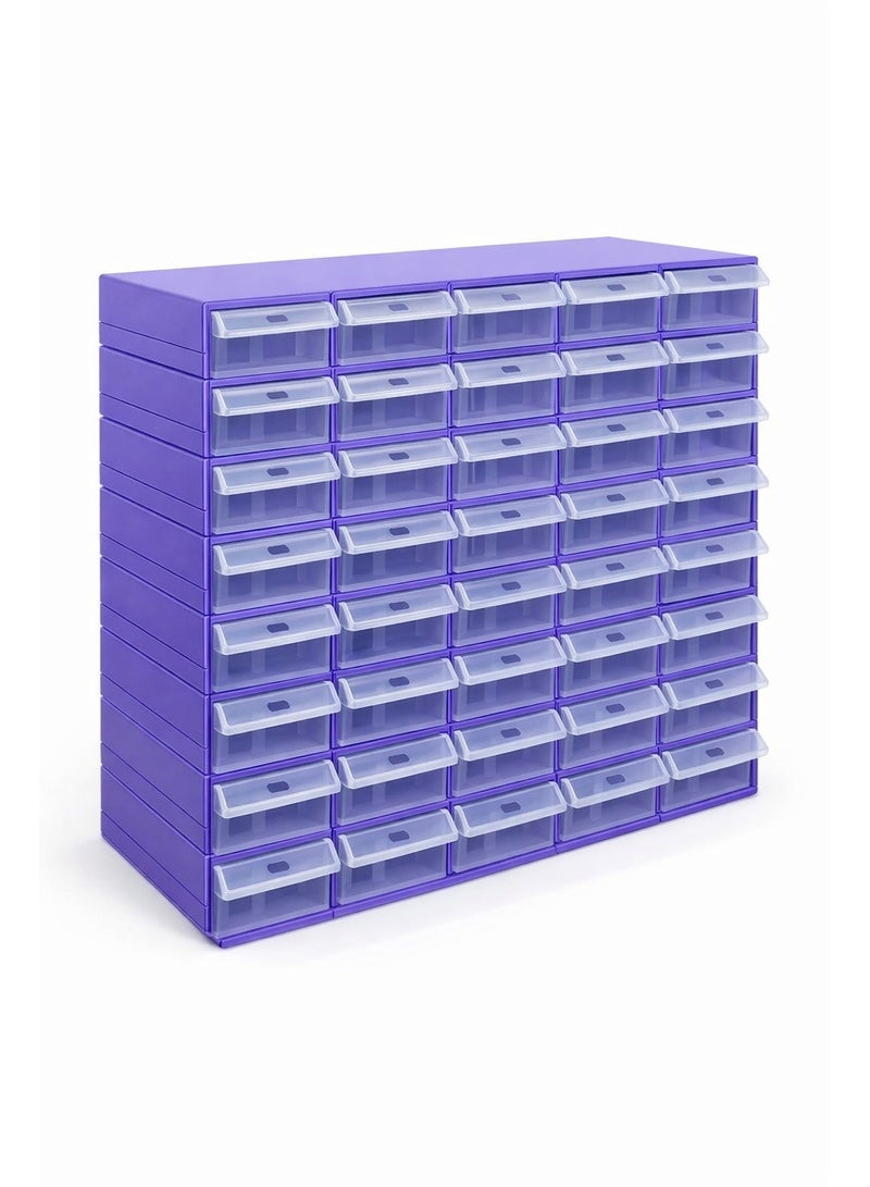 Purple 40-Drawer Organizer with Clear Drawers - Image 1