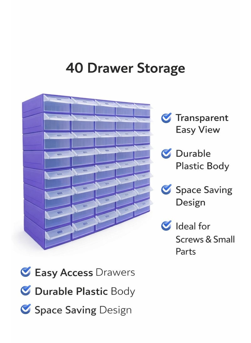 Purple 40-Drawer Organizer with Clear Drawers - Image 3