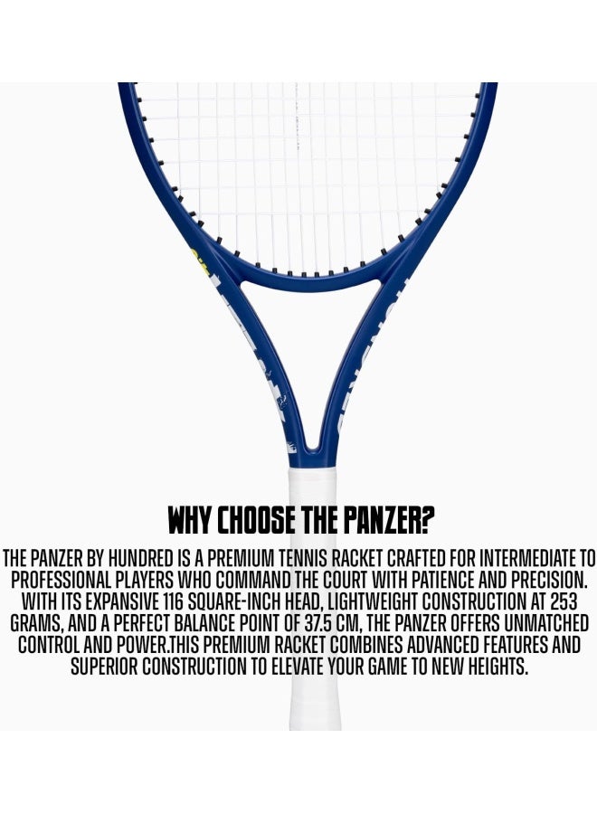 HUNDRED راكت تنس بانزر مع غطاء كامل | ثقيل الرأس 3 نقاط | حجم المقبض 2 (4 1/4 بوصة) | 253 جرام (أزرق داكن) - Image 5