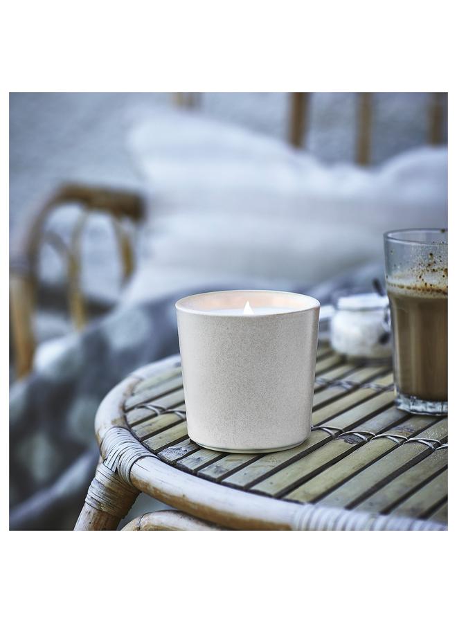 Zaboon Scented candle in ceramic jar, Vanilla/light beige, 50 hr - Image 4