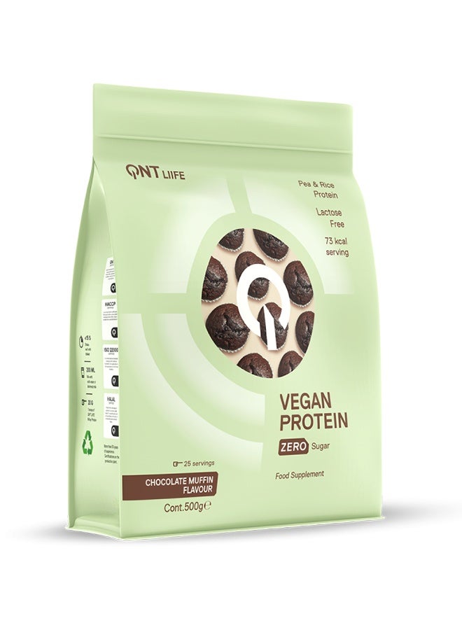QNT VEGAN PROTEIN | 500g | Chocolate Muffin Flavor, High Protein, Sugar-Free, Lactose-Free, Gluten-Free - Image 2