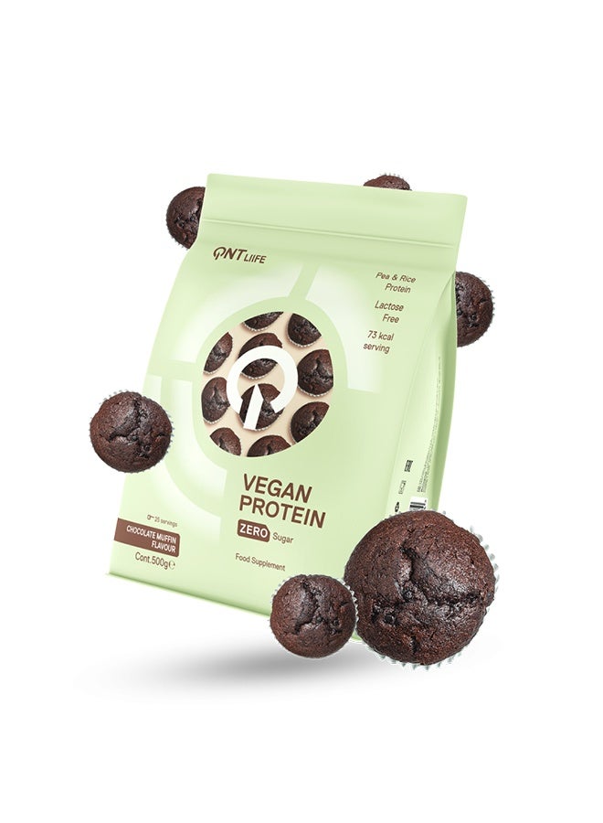 QNT VEGAN PROTEIN | 500g | Chocolate Muffin Flavor, High Protein, Sugar-Free, Lactose-Free, Gluten-Free - Image 1