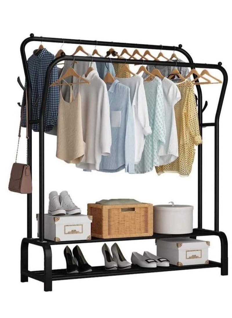 Arabest Clothes Organizer and Holder, Clothing Stand Metal, Garment Rack (black with Two Shelves)  - Image 2