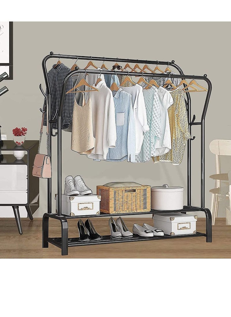 Arabest Clothes Organizer and Holder, Clothing Stand Metal, Garment Rack (black with Two Shelves)  - Image 1