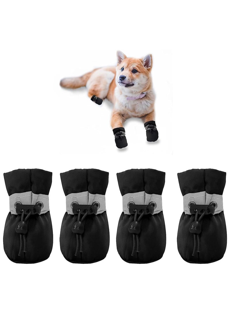 erorex Dog Shoes for Small Dogs, Anti-Slip Boots & Paw Protector for Winter Snowy Day, Summer Hot Pavement, With Reflective Straps, Cat Shoe for Indoor Hardfloors (Black) - Image 1