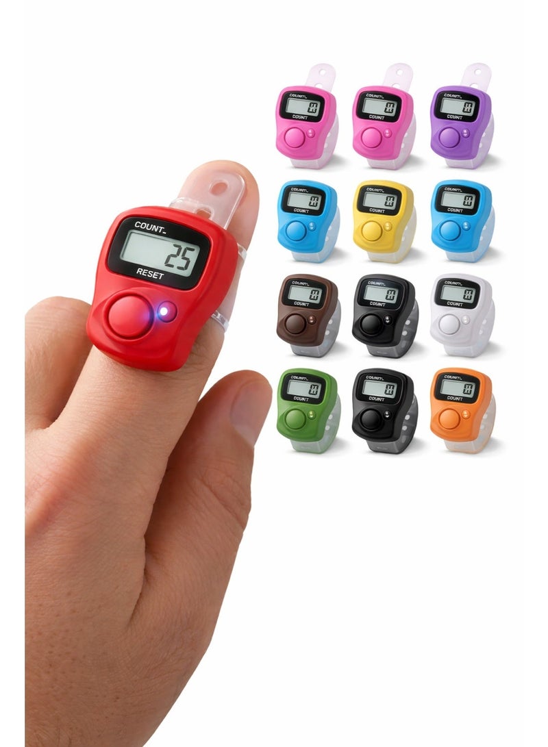 Trendiva Finger Counter Digital LED Tally Counter – Pack of 12 Pieces, Handheld Finger Ring Counter with LCD Display, Clicker Counter for Tasbeeh, Prayer, Knitting, Sports Counting & Inventory Counting - Image 1