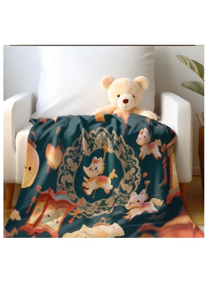 عام بطانية رقيقة من الفانيلا الكرتونية للأطفال أو الطلاب (دافئة ومريحة ومناسبة للنوم والألعاب) 100 سم * 150 سم - Image 5