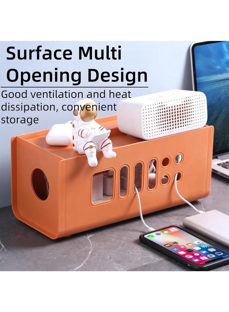 Hihonor Large Cable Management Box, Large Capacity Cord Organizer and Cover for TV Wires, Computer, Router, USB Hub and Under Desk Power Strip, Cable Box Hider for Tidy Office & Home, Blue  - Image 2