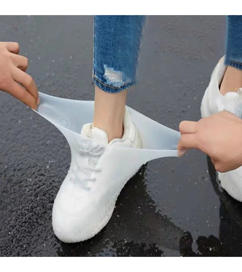 White Adult Latex Shoe Cover Anti Slip Anti Snow Wear Resistant For Rainy Weather Outdoor Use - Image 1