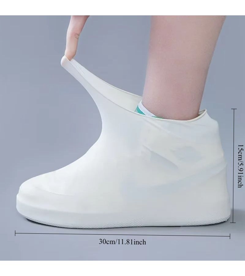 White Adult Latex Shoe Cover Anti Slip Anti Snow Wear Resistant For Rainy Weather Outdoor Use - Image 3