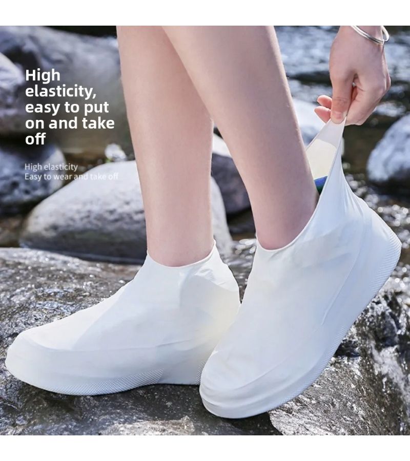White Adult Latex Shoe Cover Anti Slip Anti Snow Wear Resistant For Rainy Weather Outdoor Use - Image 2