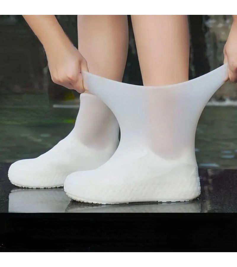 White Adult Latex Shoe Cover Anti Slip Anti Snow Wear Resistant For Rainy Weather Outdoor Use - Image 4