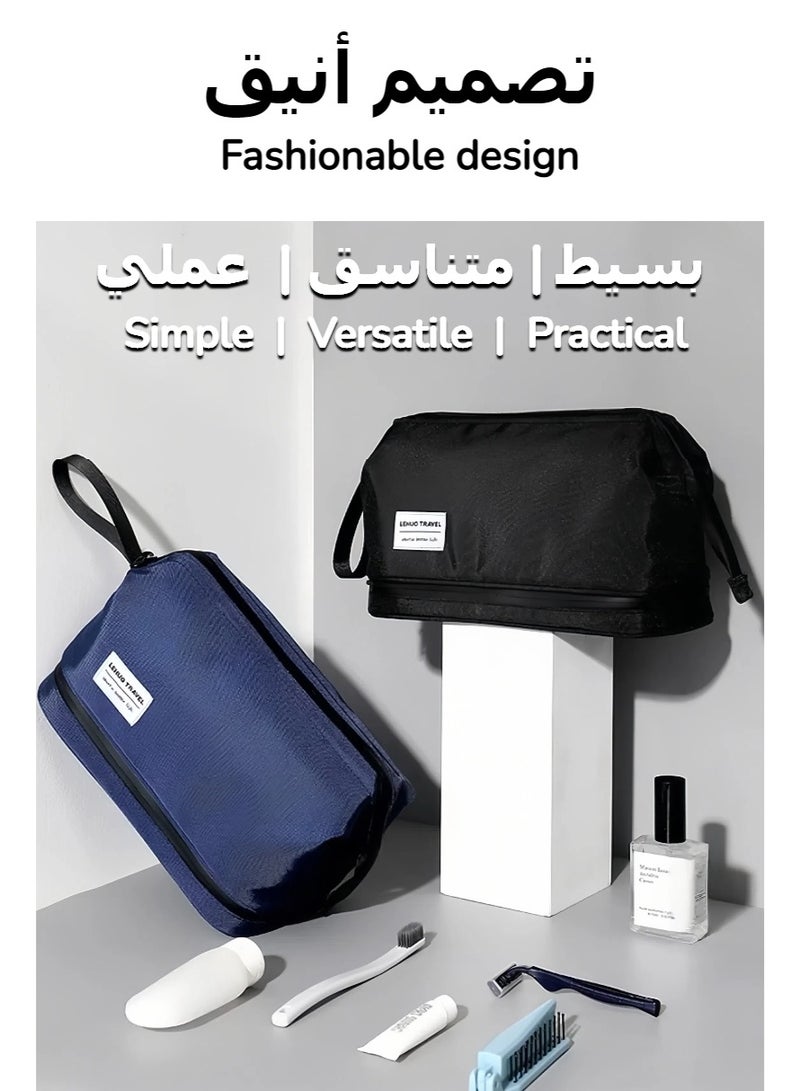 Travel Bathroom Bags with Two Compartments, Toiletry Bag, Travel Organizer Kit, Outdoor Wash Bag, Portable Storage Bag, Bathroom Bag, Water Resistant Shaving Bag with Large Capacity - Image 1
