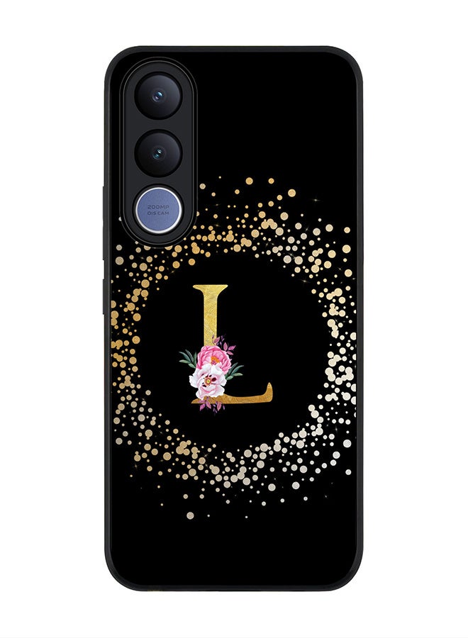 Stylizedd For vivo V70 FE Case,Slim fit Camera Protection, Shockproof Thin Phone cover  - Custom Monogram Floral - L ( Black ) - Image 1