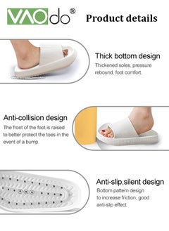 VAOdo Household Slippers Women Non-Slip Bathroom Slip On Thick Bottom Soft Bottom Bathroom Shower Slippers White  - Image 3