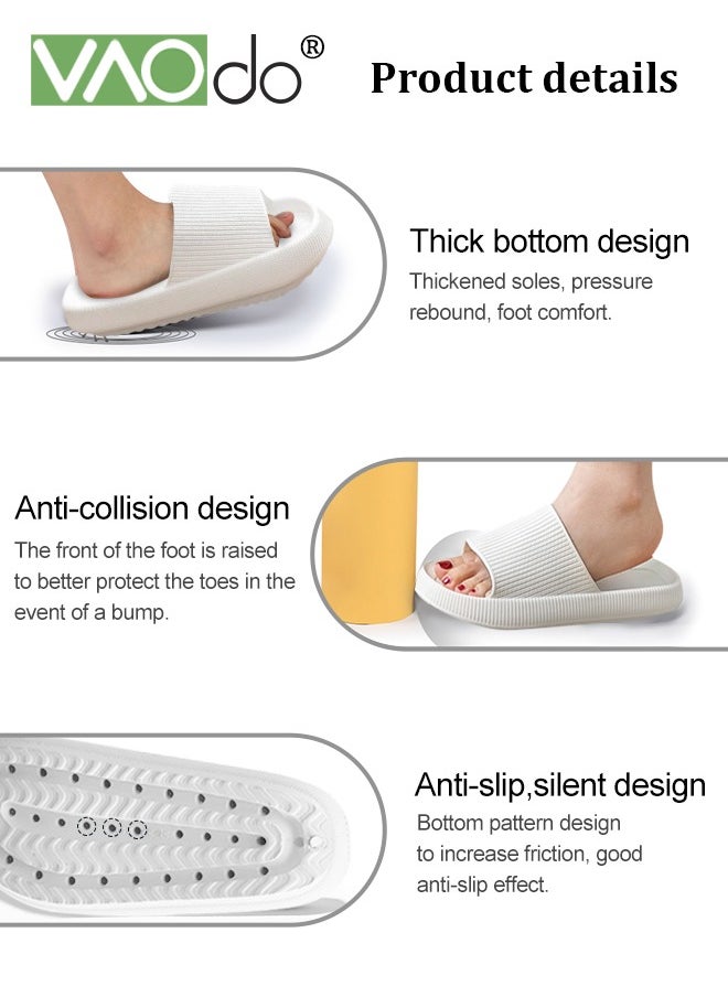 VAOdo Household Slippers Women Non-Slip Bathroom Slip On Thick Bottom Soft Bottom Bathroom Shower Slippers White  - Image 3