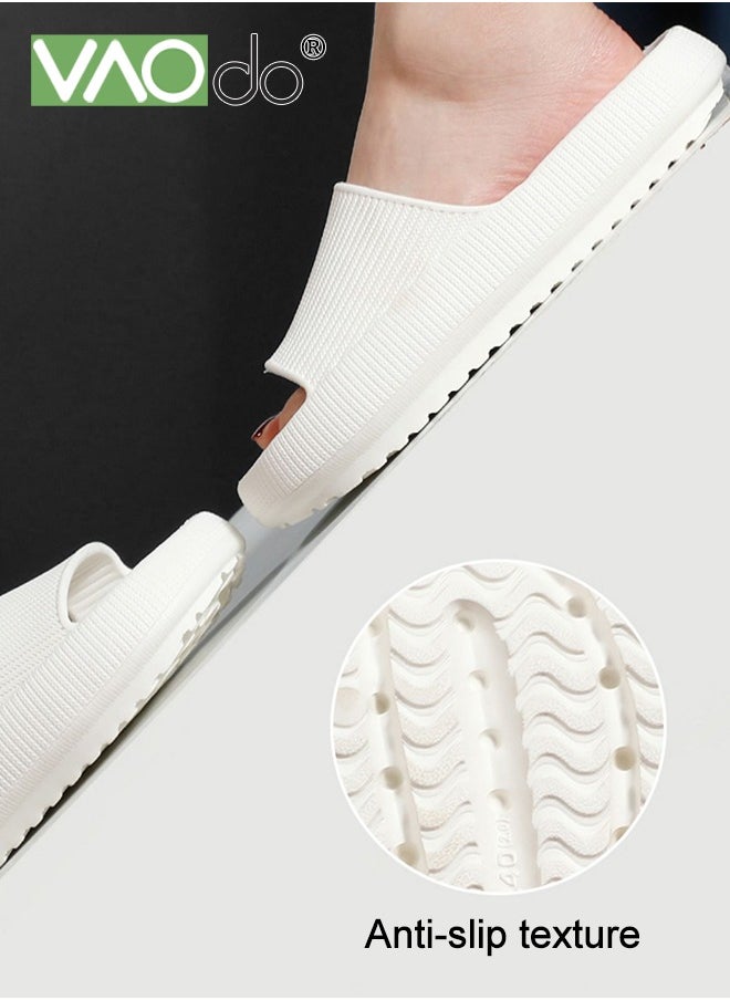 VAOdo Household Slippers Women Non-Slip Bathroom Slip On Thick Bottom Soft Bottom Bathroom Shower Slippers White  - Image 2