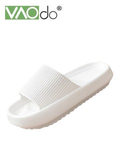 VAOdo Household Slippers Women Non-Slip Bathroom Slip On Thick Bottom Soft Bottom Bathroom Shower Slippers White  - Image 1