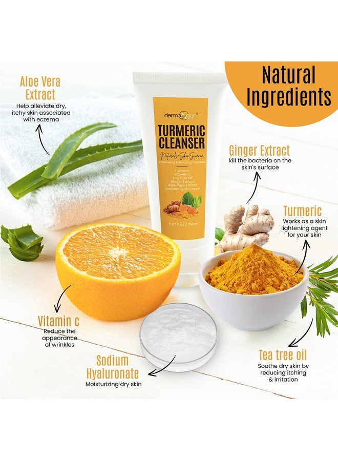 dermaxgen Turmeric Facial Cleanser Natural Anti Aging Exfoliating Nourish & Glowing Cleanser For Clearing Acne Scars Age Spots Sun Damage Discoloration 5 Oz - Image 2