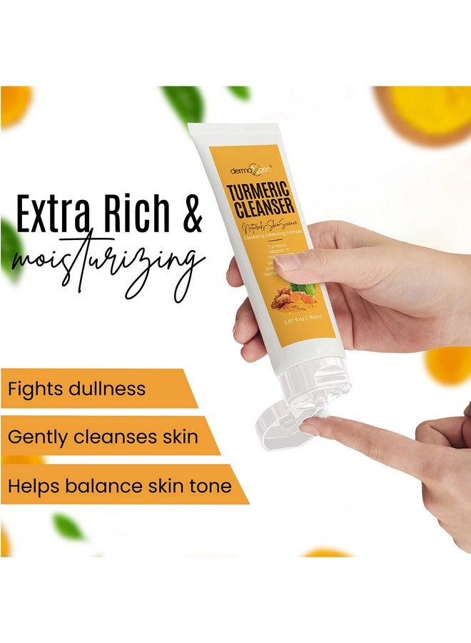 dermaxgen Turmeric Facial Cleanser Natural Anti Aging Exfoliating Nourish & Glowing Cleanser For Clearing Acne Scars Age Spots Sun Damage Discoloration 5 Oz - Image 4