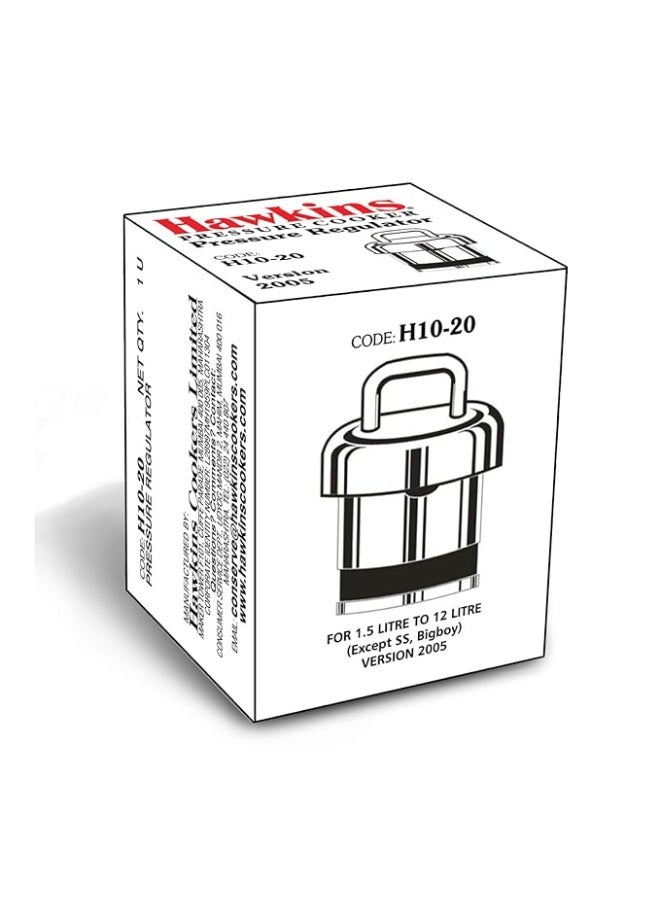 هوكينز صمام تهوية نحاسي من هاوكينز، منظم ضغط/وزن لجميع طناجر الضغط من هاوكينز بسعات من 1.5 لتر إلى 12 لتر، فضي اللون، قياسي (H10-20)، 1.5 لتر - Image 1