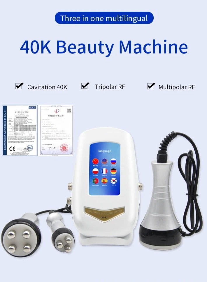 AROAQ آلة التجويف 110 فولت، آلة التخسيس بالموجات فوق الصوتية، 40 كيلو هرتز، آلة حرق السيلوليت للجسم والوجه، آلة تردد الراديو، آلة شد الجلد RF لتقليل علامات التمدد للعناية بالبشرة - Image 3