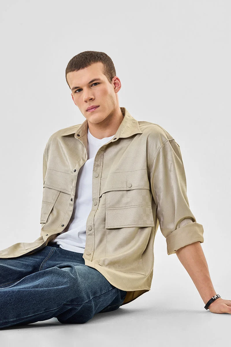 SNITCH Double Pocket Snap Button Oversized Shacket