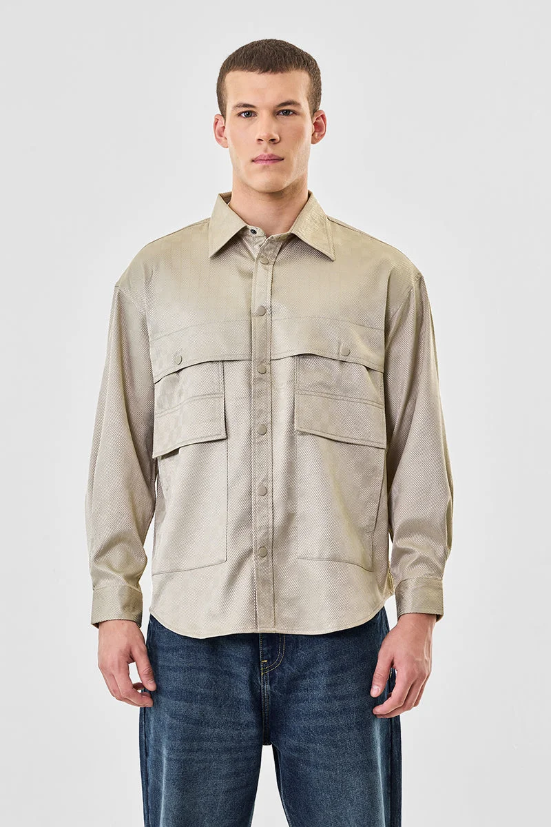 SNITCH Double Pocket Snap Button Oversized Shacket