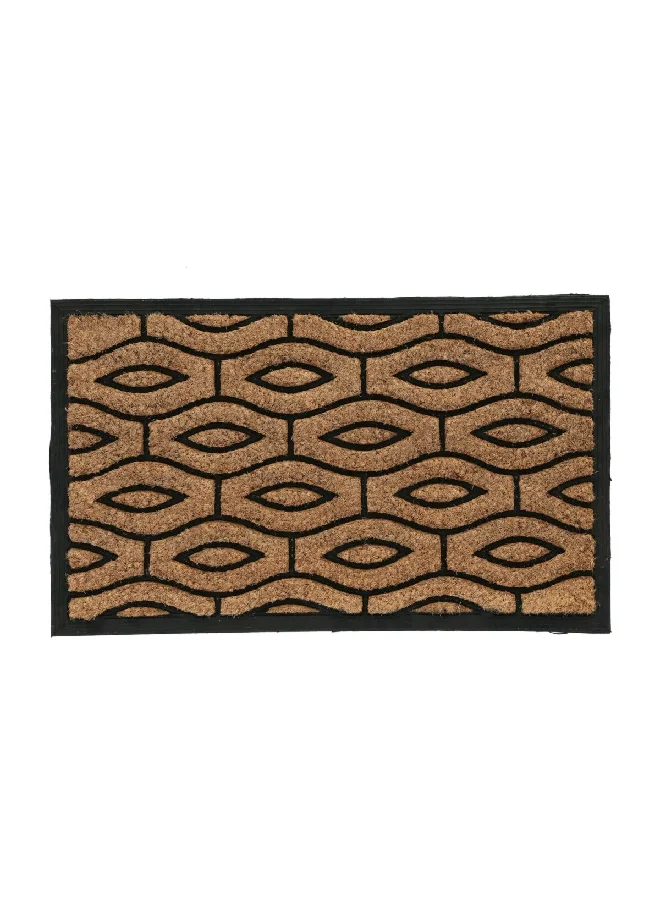 HONEYBEE Rectangular Shaped Coco Rubber and Coir Back Door Mat Black and Brown 45 x 75 cm TF-01