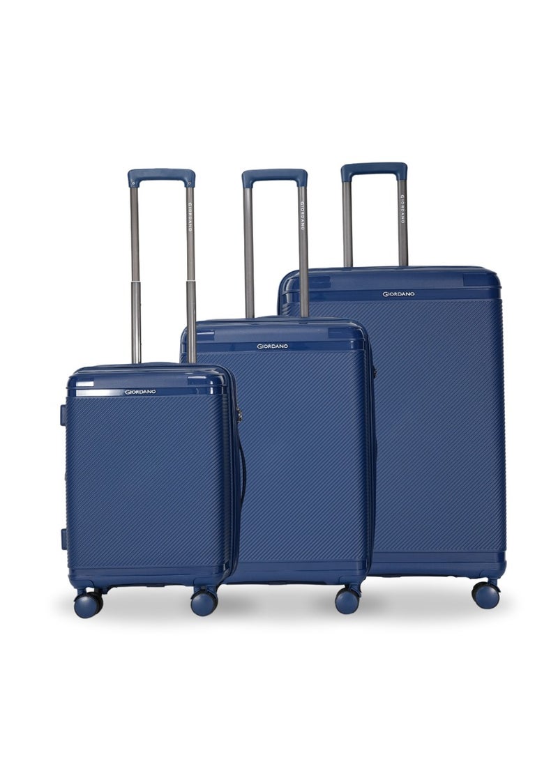 GIORDANO Giordano League Luggage Set PP Hardshell Travel Business Suitcase, Durable Hardside Unbreakable Lightweight Expandable Anti-theft Zip 4 Double Wheel TSA Lock 3pcs Trolley (20+24+28 Inch).Navy  - Image 1