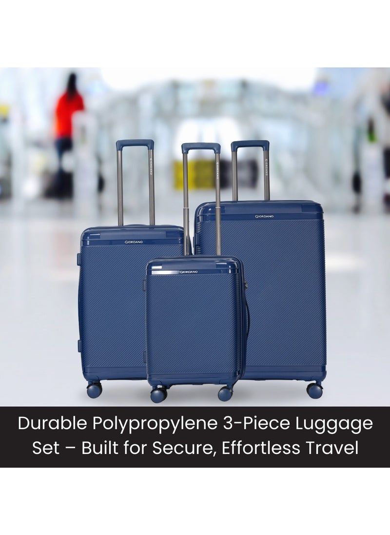 GIORDANO Giordano League Luggage Set PP Hardshell Travel Business Suitcase, Durable Hardside Unbreakable Lightweight Expandable Anti-theft Zip 4 Double Wheel TSA Lock 3pcs Trolley (20+24+28 Inch).Navy  - Image 2