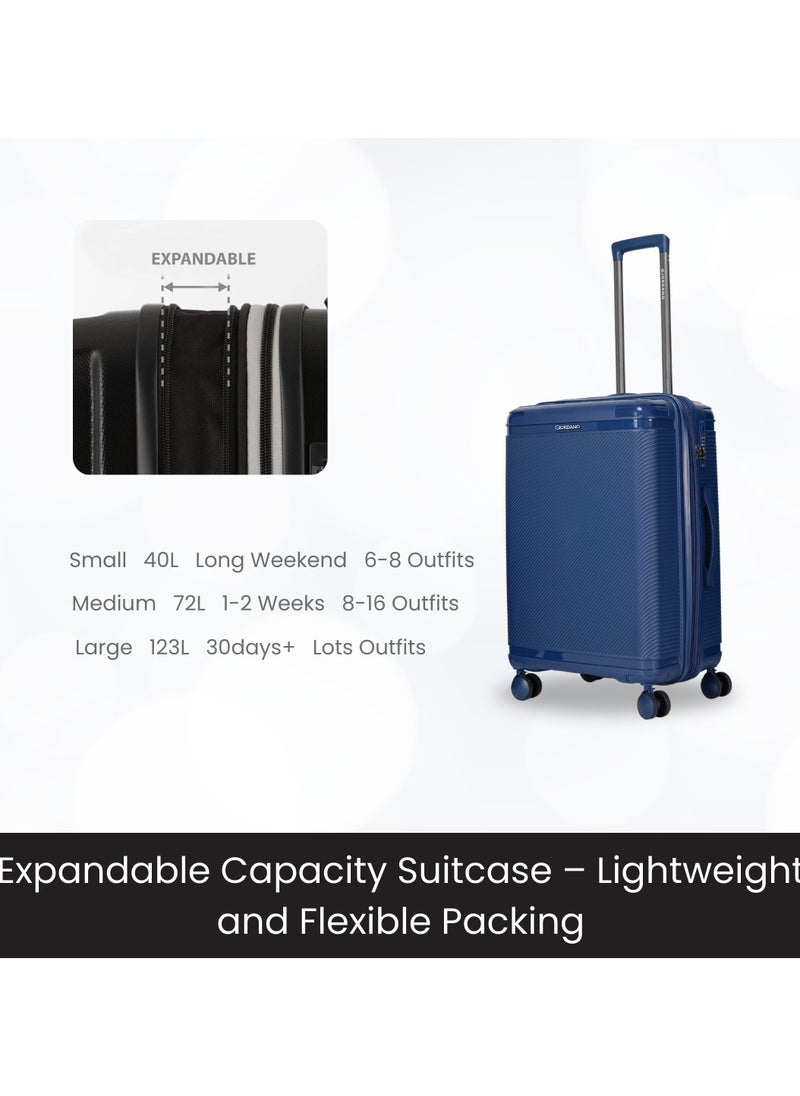 GIORDANO Giordano League Luggage Set PP Hardshell Travel Business Suitcase, Durable Hardside Unbreakable Lightweight Expandable Anti-theft Zip 4 Double Wheel TSA Lock 3pcs Trolley (20+24+28 Inch).Navy  - Image 3