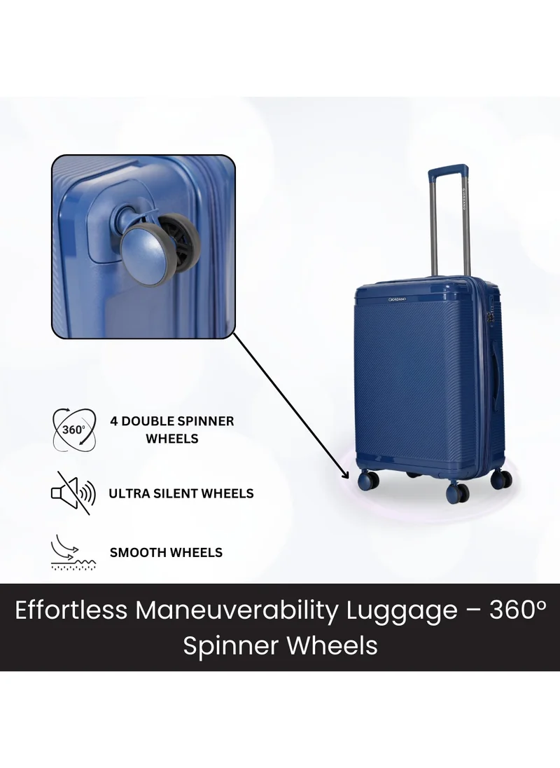 GIORDANO Giordano League Luggage Set PP Hardshell Travel Business Suitcase, Durable Hardside Unbreakable Lightweight Expandable Anti-theft Zip 4 Double Wheel TSA Lock 3pcs Trolley (20+24+28 Inch).Navy