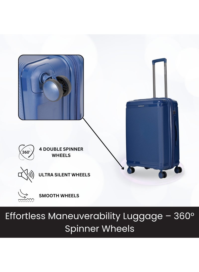 GIORDANO Giordano League Luggage Set PP Hardshell Travel Business Suitcase, Durable Hardside Unbreakable Lightweight Expandable Anti-theft Zip 4 Double Wheel TSA Lock 3pcs Trolley (20+24+28 Inch).Navy  - Image 4