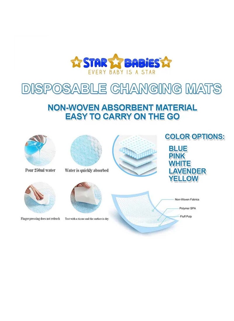 STAR BABiES Star Babies - Combo Pack of 2- Disposable Changing Mat Pack of 12 with Scented Bag (5 Pcs w/Dispenser) - White  - Image 3