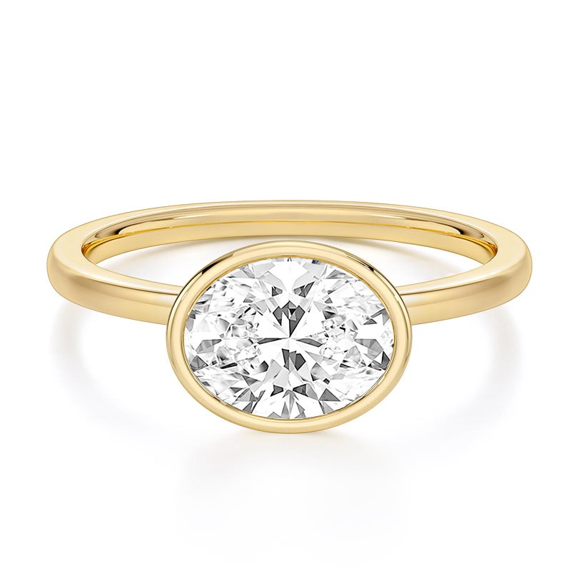 EAMTI 3CT Engagement Rings for Women Oval Cut CZ Solitaire Promise Wedding Bands Travel Bezel East West Ring 14K Gold Plated Size 6 - Image 1