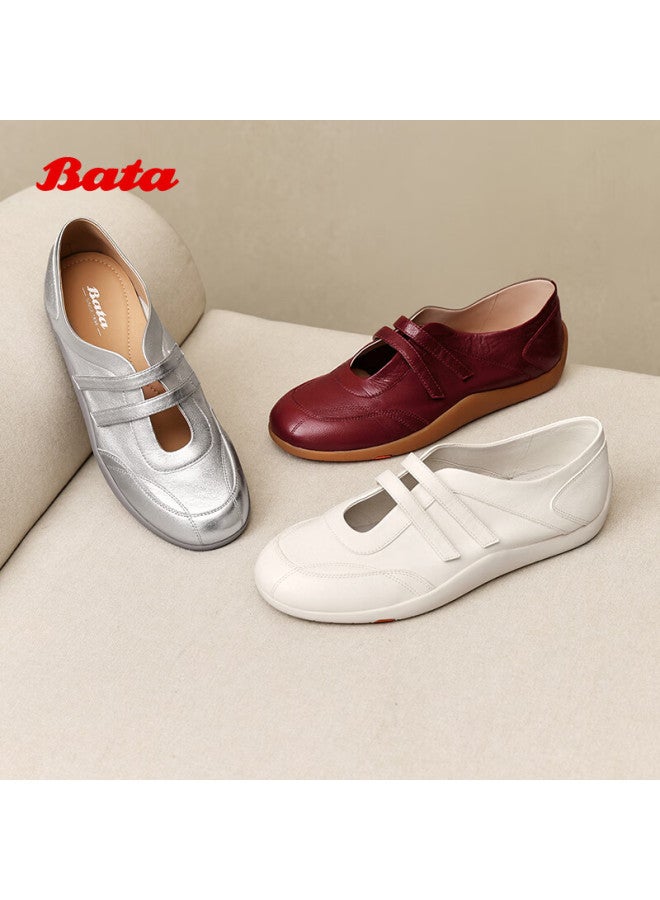 Bata Prince Qi Style Lambskin Derby Shoes For Women Jenny Soft Leather Couple Thin Sole Wine Red Ali43ca5 Size 38 - Image 1