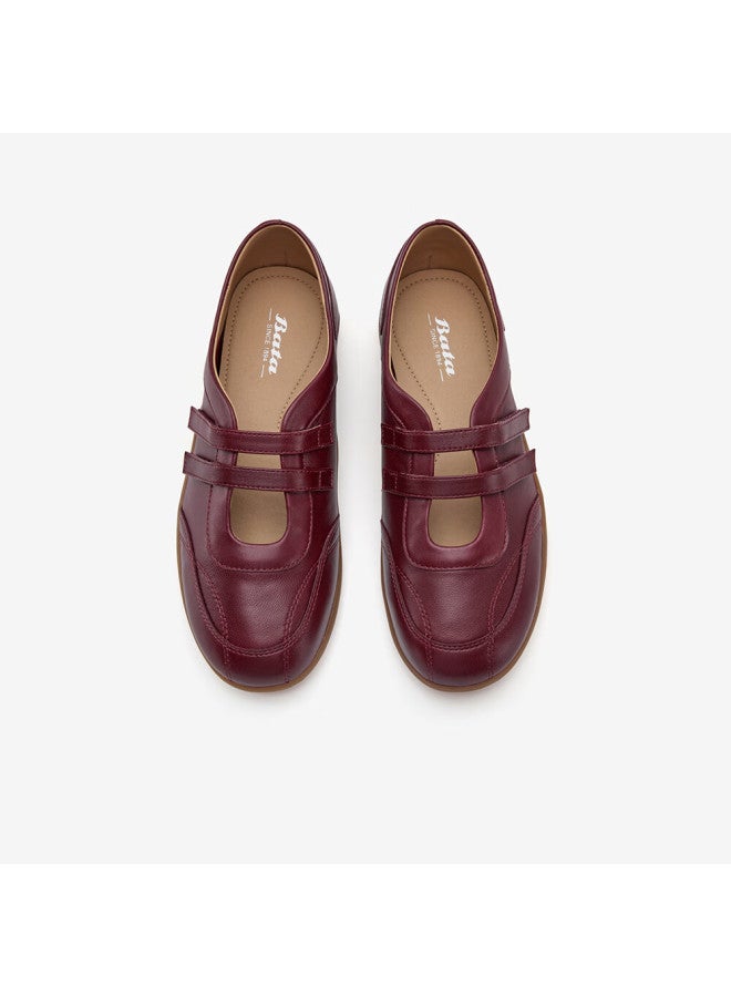 Bata Prince Qi Style Lambskin Derby Shoes For Women Jenny Soft Leather Couple Thin Sole Wine Red Ali43ca5 Size 38 - Image 2