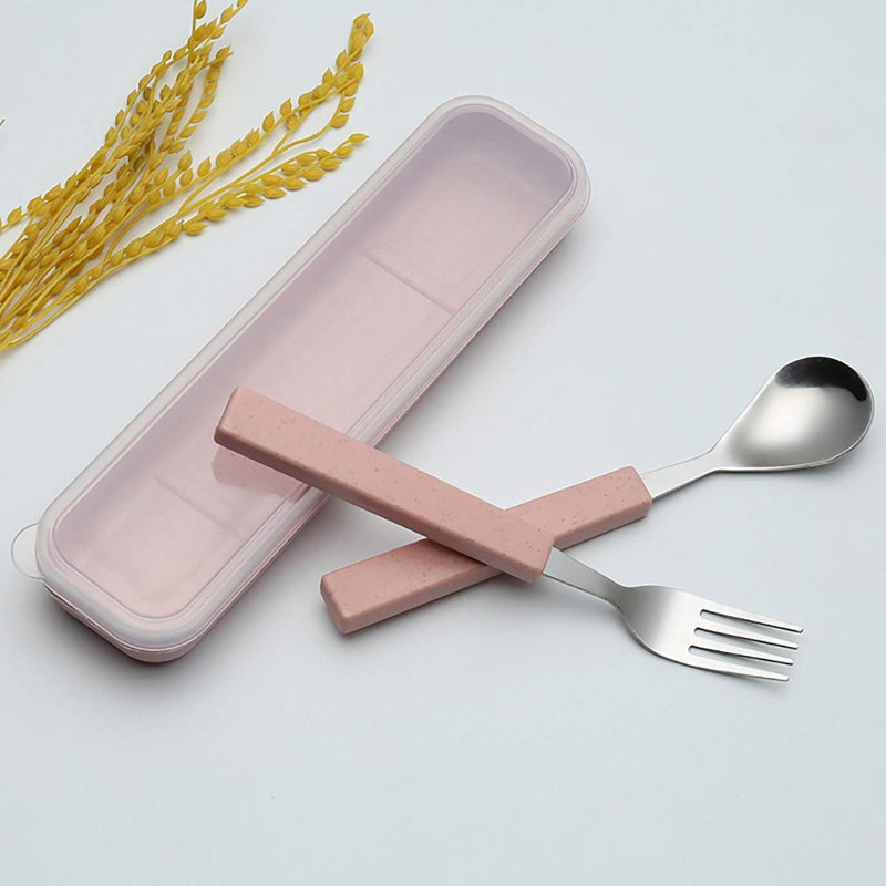 VANRA 2-Piece Children Flatware Set 18/10 Stainless Steel Child Tableware Set Silver Cutlery Set Silverware Dinner Utensils Spoon Fork Set with Travel Case for Kids (Chrome Finished) (Pink) - Image 2