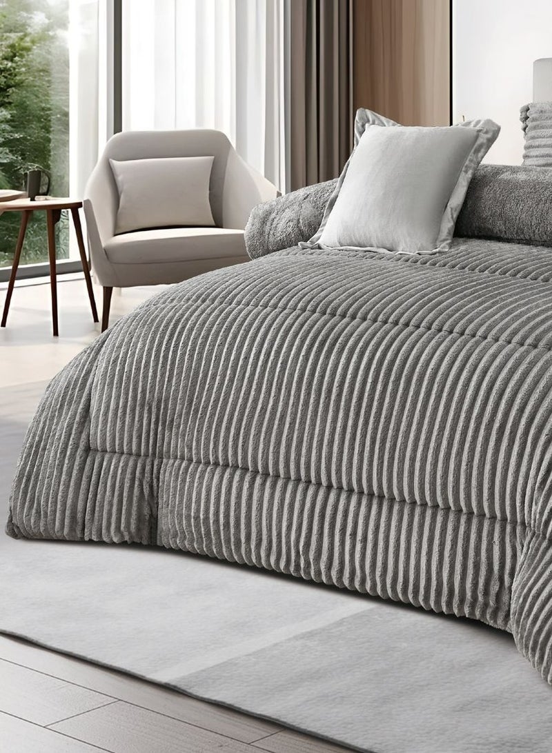 Ming Li Winter double bedspread with geometric design made of soft fur, consisting of 8 pieces (1 bedspread + 1 fitted sheet + 4 pillowcases + 2 square pillowcases). Bedspread size: 230X250 cm - Image 3