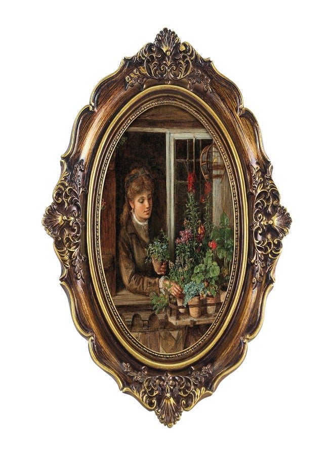 FOLKOR Framed Canvas Wall Art for Victorian Room Aesthetic, Botanical Flower Plant Prints for Spring Summer Wall Decor, Vintage Gold Photo Frame Artwork for Bedroom Living Room Garden Decoration, 5x7 - Image 1