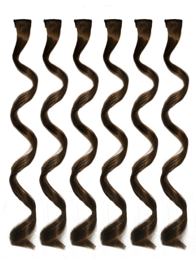 رابيدز فلو مجموعة رابيدز فلو® من 6 قطع من الشعر المجعد الملون/وصلات الشعر للنساء والفتيات، شعر طبيعي لإبراز الشعر (بني مجعد) - Image 1