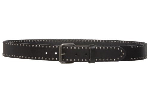 Beltiscool Genuine Vintage Retro Circle Studded Leather Belt - Interchangeable buckle, Black | 32" - Image 4