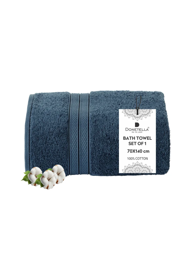 Donetella Premium 100 % Combed Cotton 1-Pcs Bath Towel(70 X 140 CM) 600 GSM Large Towel, Highly Absorbent, Quick Dry,Best Towel for Bathroom, Spa And Hotel
