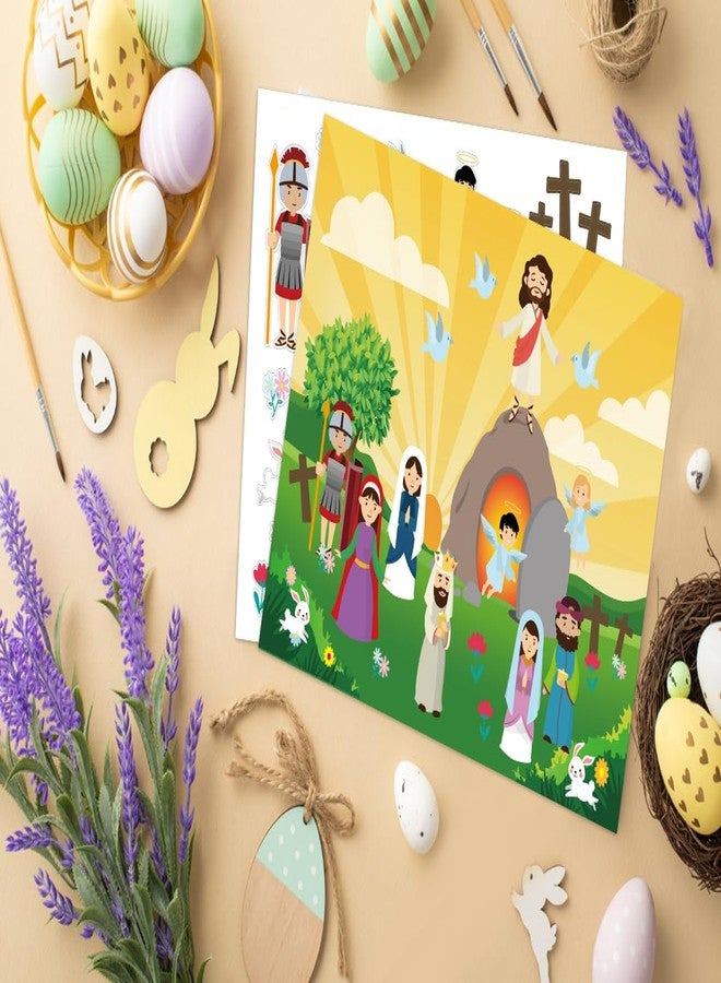 FaCraft Make an Easter He Lives Sticker Scenes-24 Easter Crafts for Kids Religious Gifts Jesus Resurrection Stickers for Classroom Party Games Spring Bible Christian Sunday School Crafts - Image 4